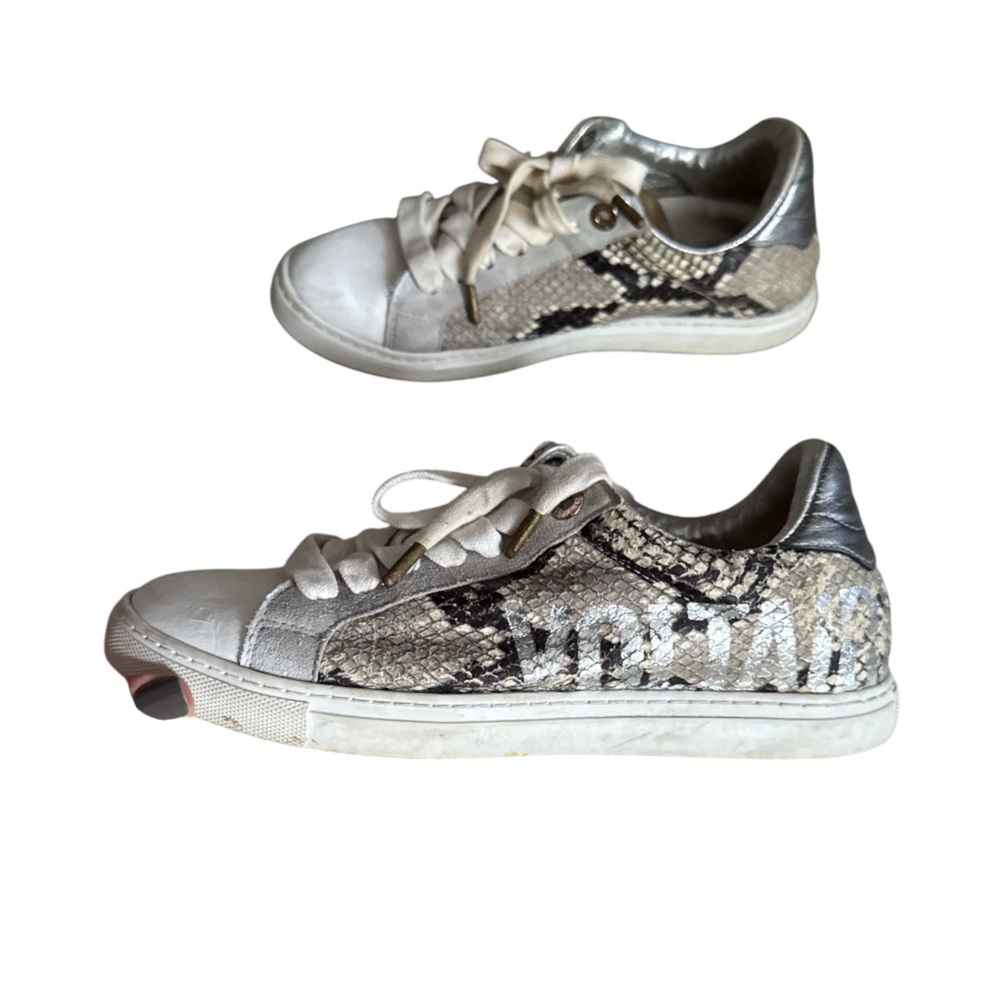 Zadig and Voltaire Vigna Leather Snakeskin Print Metallic Low Top Women Size 6 - Picture 12 of 16